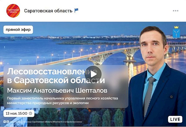 В Саратове в прямом эфире расскажут о лесовосстановлении  